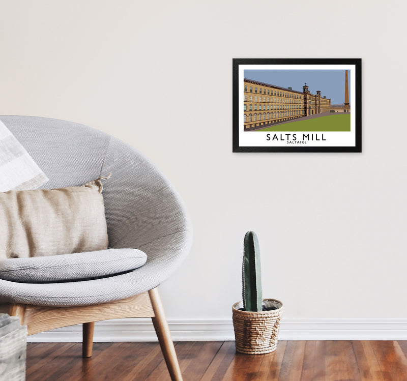 Salts Mill Travel Art Print by Richard O'Neill, Framed Wall Art A3 White Frame