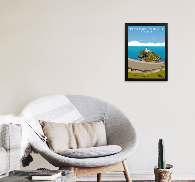 South Stack Lighthouse Anglesey Travel Art Print by Richard O'Neill A3 White Frame