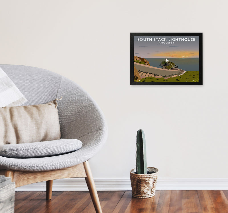 South Stack Lighthouse Anglesey Travel Art Print by Richard O'Neill A3 White Frame