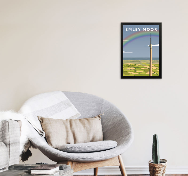 Emley Moor Portrait by Richard O'Neill A3 White Frame
