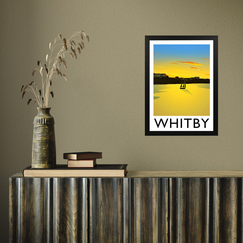 Whitby (Sunset) 2 portrait by Richard O'Neill A3 Black Frame