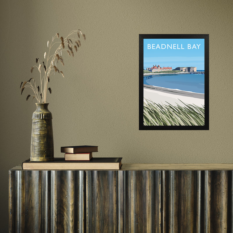 Beadnell Bay portrait by Richard O'Neill A3 Black Frame