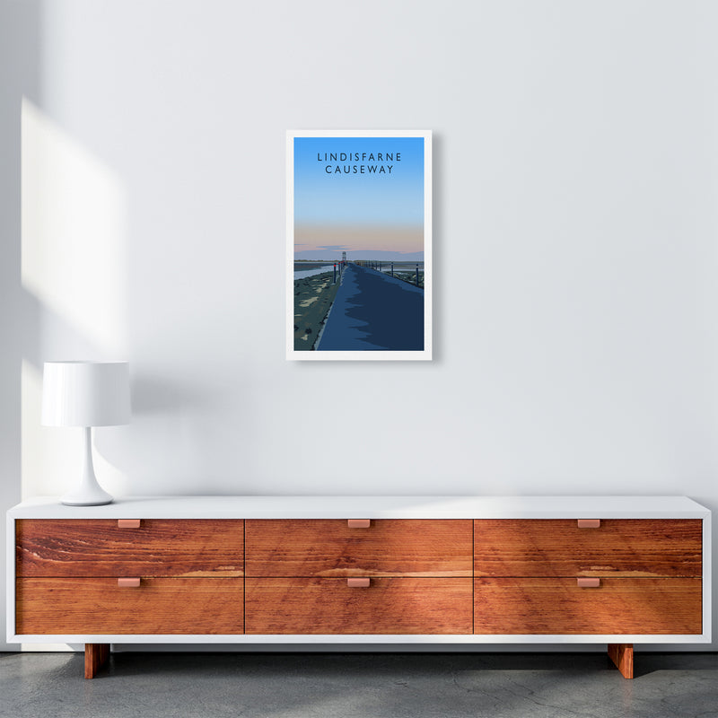 Lindisfarne Causeway portrait Travel Art Print by Richard O'Neill A3 Canvas