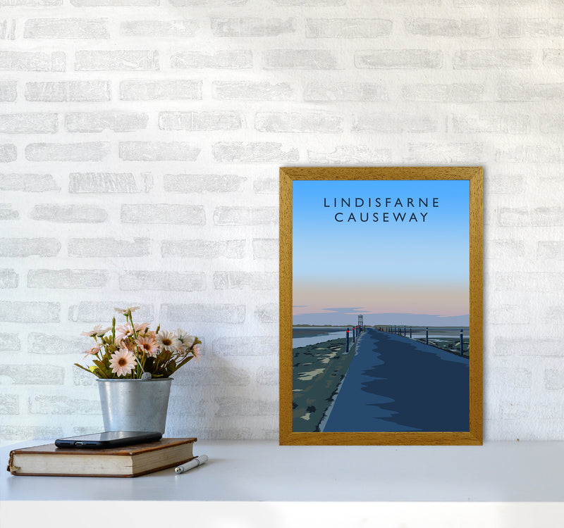 Lindisfarne Causeway portrait Travel Art Print by Richard O'Neill A3 Print Only