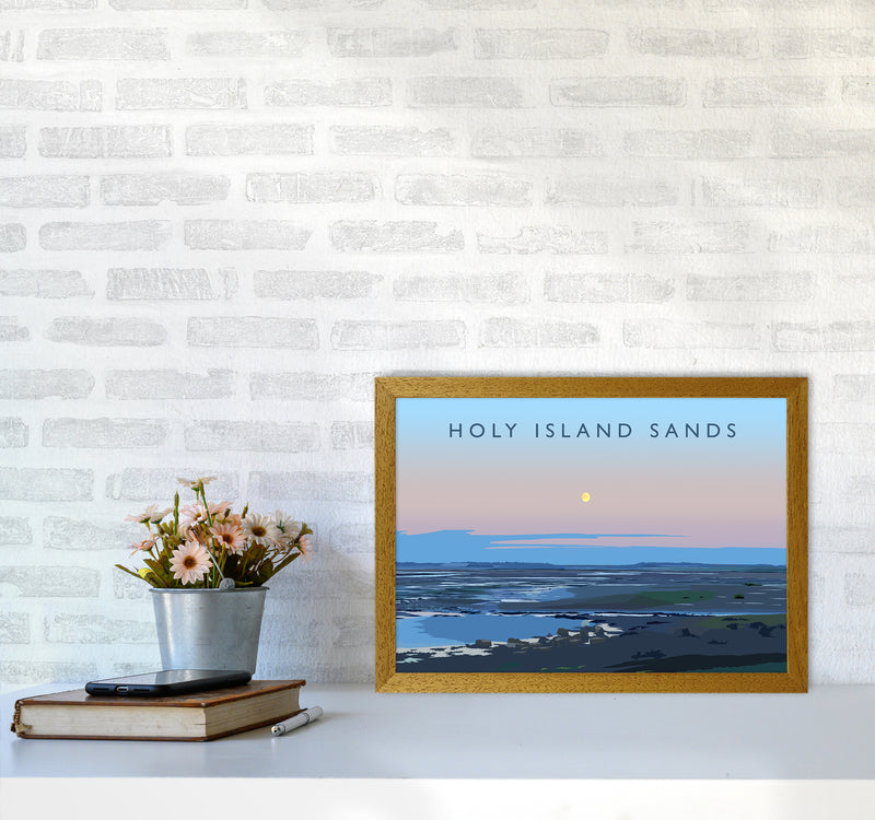 Holy Island Sands Travel Art Print by Richard O'Neill A3 Print Only