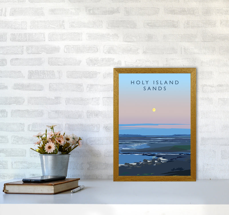 Holy Island Sands portrait Travel Art Print by Richard O'Neill A3 Print Only
