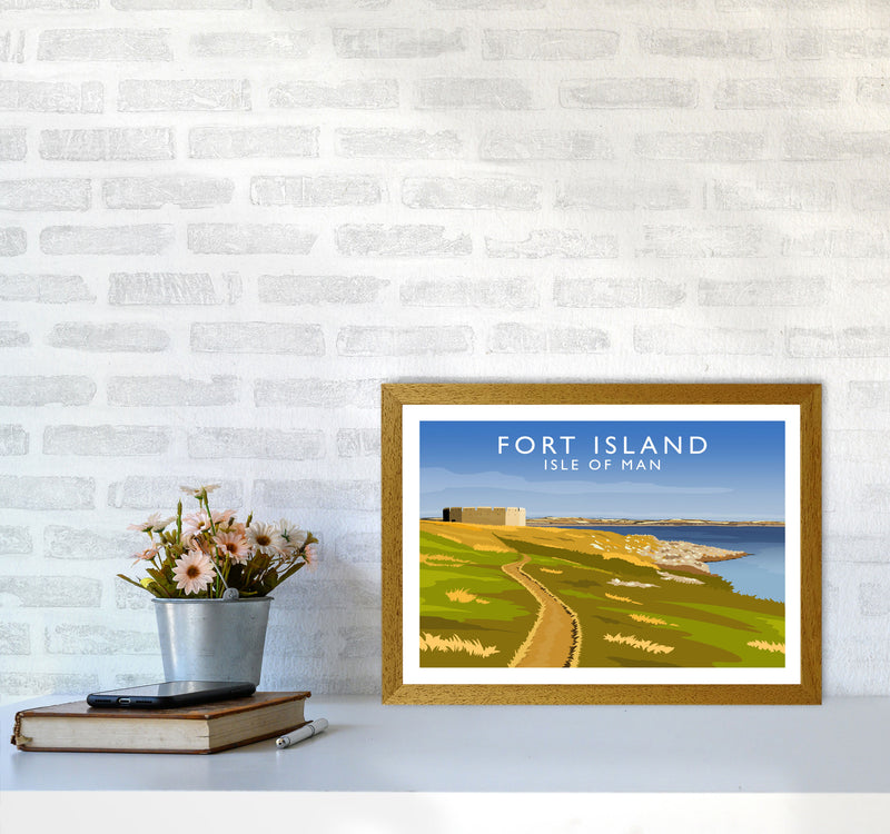 Fort Island Travel Art Print by Richard O'Neill A3 Print Only
