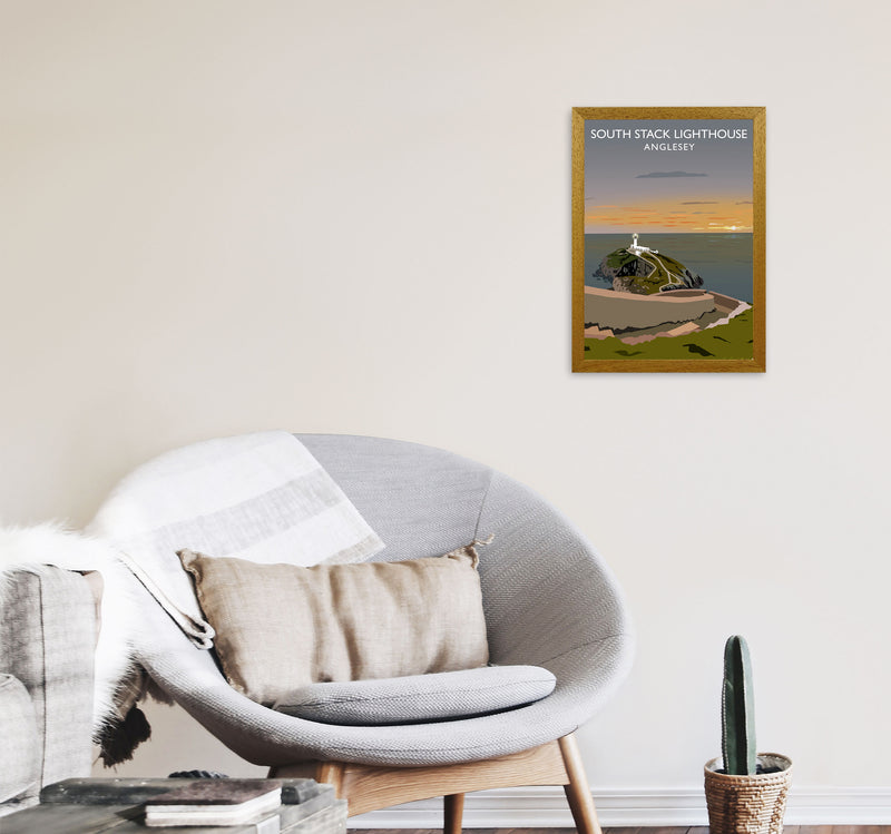 South Stack Lighthouse Anglesey Framed Digital Art Print by Richard O'Neill A3 Print Only