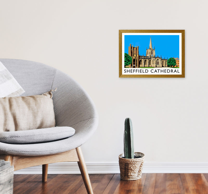 Sheffield Cathedral by Richard O'Neill Yorkshire Art Print, Travel Poster A3 Print Only