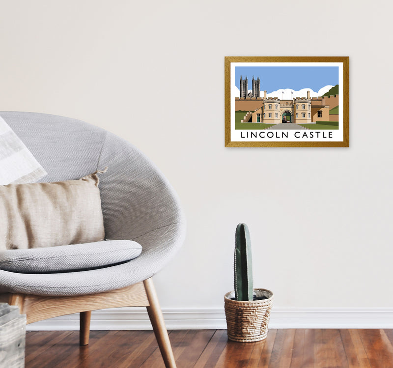 Lincoln Castle Travel Art Print by Richard O'Neill, Framed Wall Art A3 Print Only