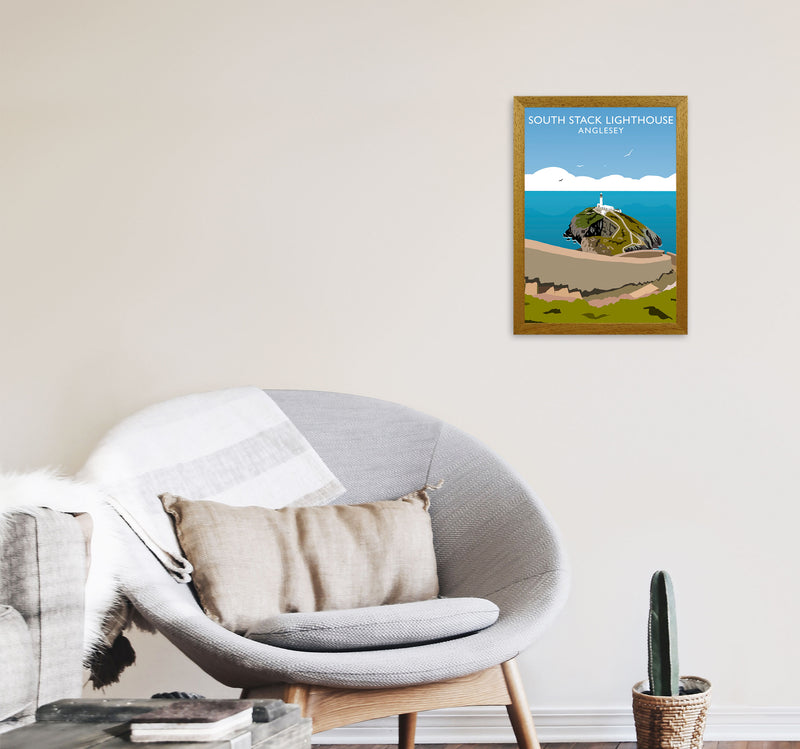 South Stack Lighthouse Anglesey Travel Art Print by Richard O'Neill A3 Print Only