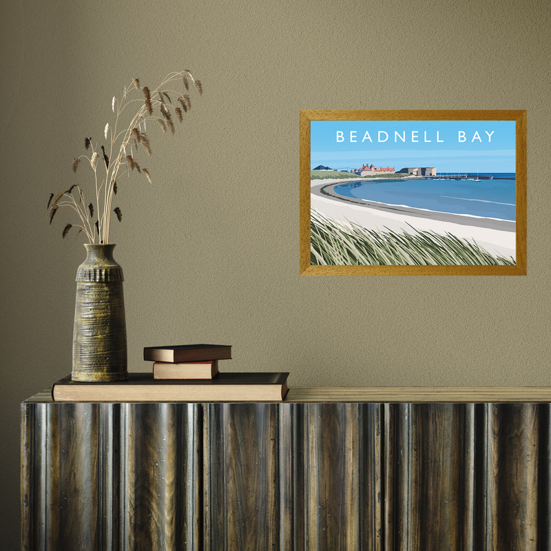 Beadnell Bay by Richard O'Neill A3 Oak Frame