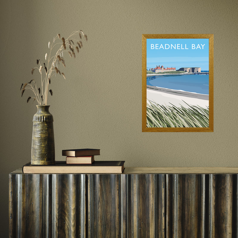 Beadnell Bay portrait by Richard O'Neill A3 Oak Frame