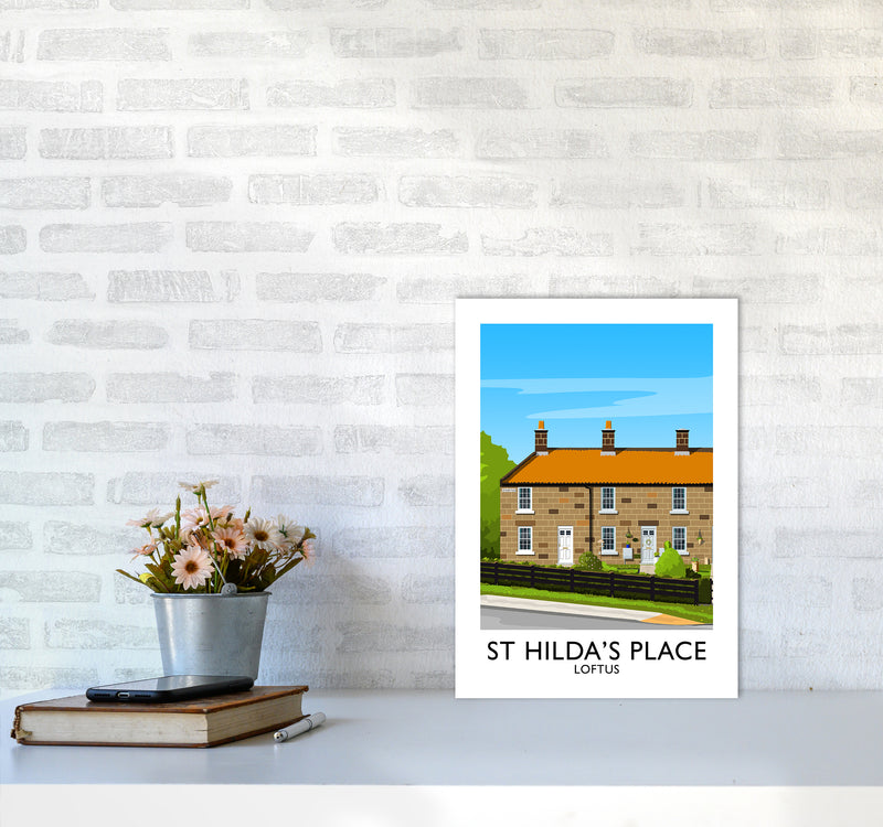 St Hilda's Place Portrait Art Print by Richard O'Neill A3 Black Frame