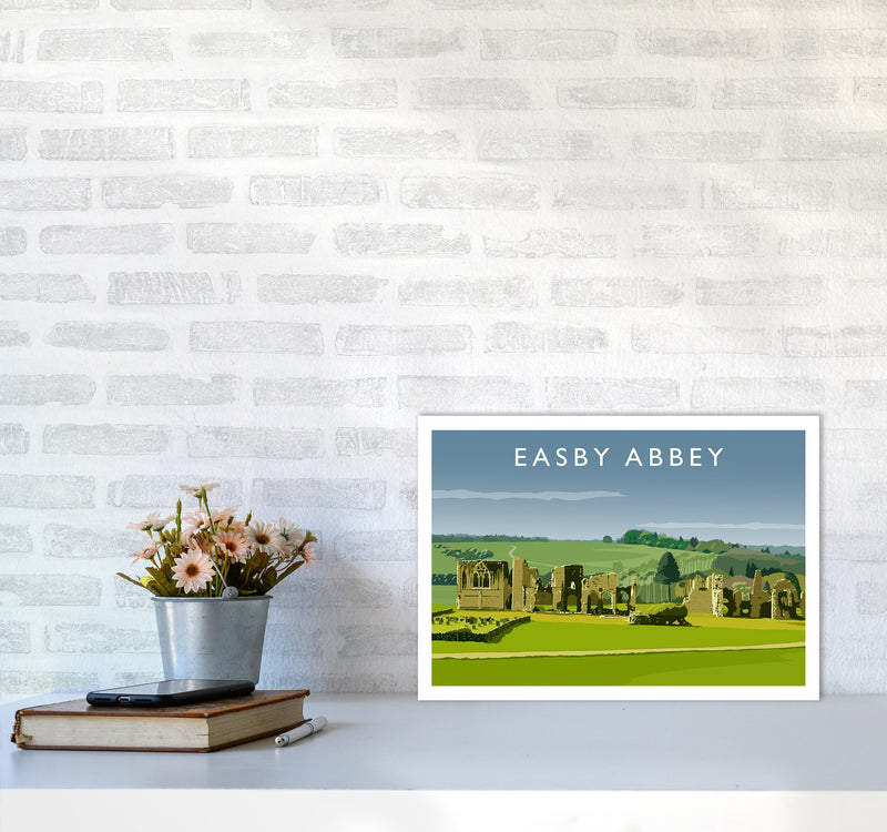 Easby Abbey Art Print by Richard O'Neill A3 Black Frame
