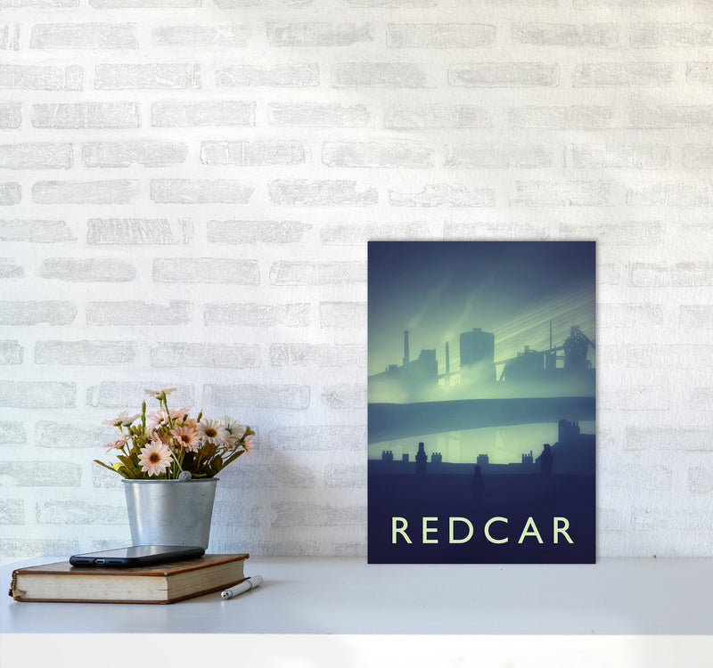 Redcar (night) portrait Travel Art Print by Richard O'Neill A3 Black Frame
