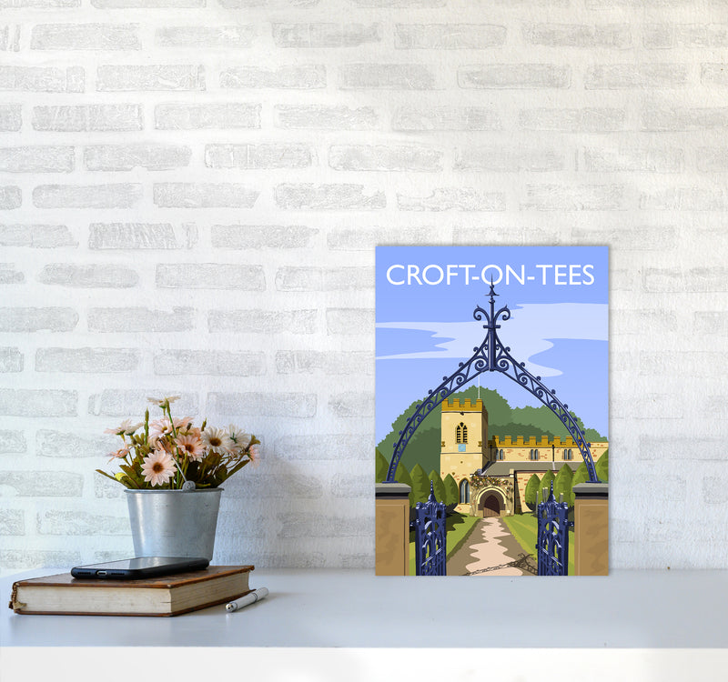 Croft-on-Tees Travel Art Print by Richard O'Neill A3 Black Frame