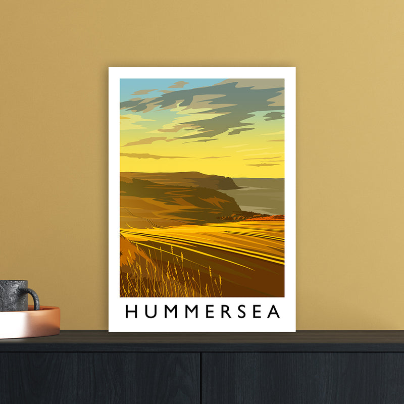 Hummersea Portrait Travel Art Print by Richard O'Neill A3 Black Frame