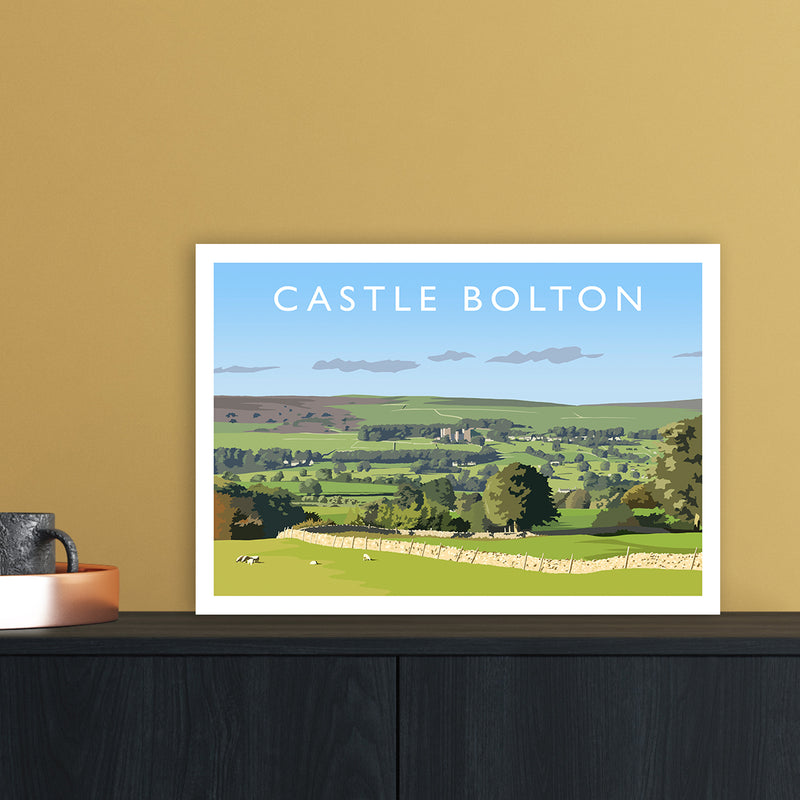 Castle Bolton Travel Art Print by Richard O'Neill A3 Black Frame