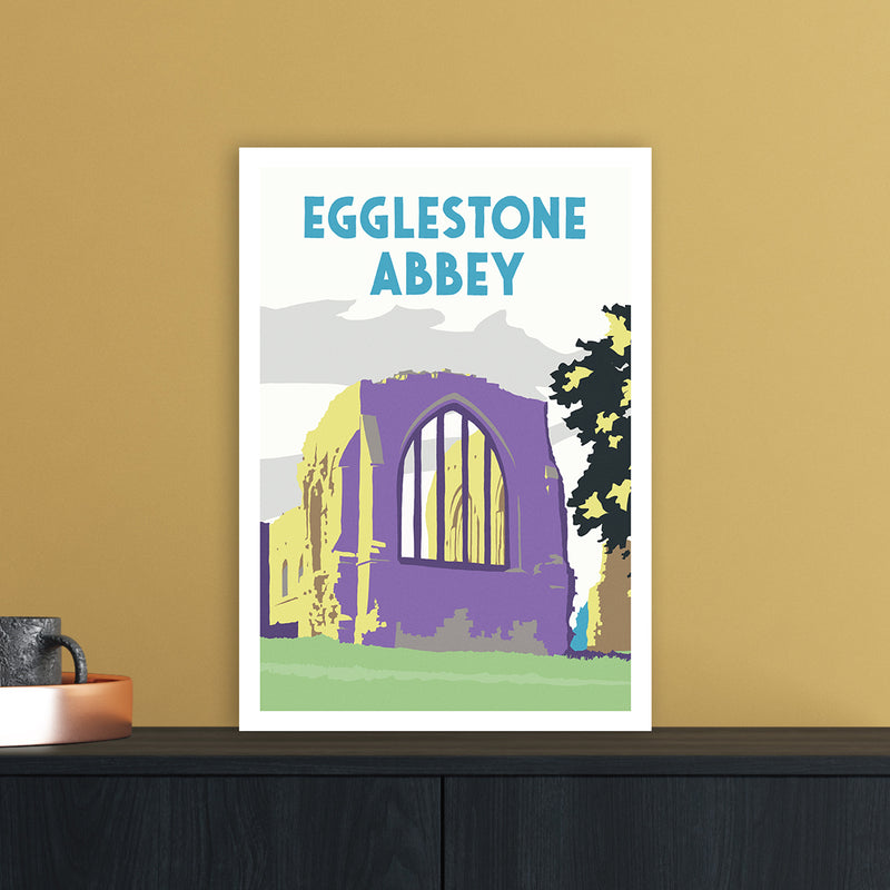 Egglestone Abbey Portrait Travel Art Print by Richard O'Neill A3 Black Frame
