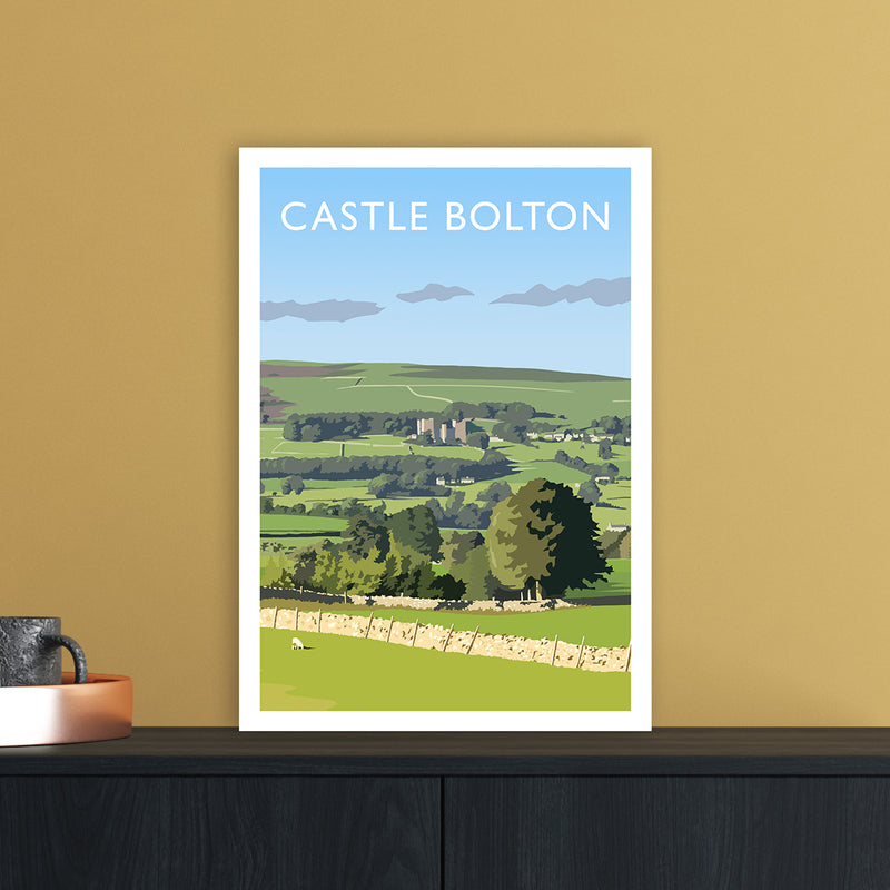 Castle Bolton Portrait Travel Art Print by Richard O'Neill A3 Black Frame