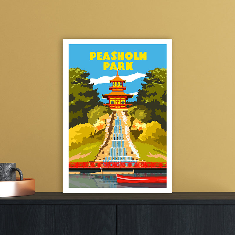 Peasholm Park Travel Art Print by Richard O'Neill A3 Black Frame