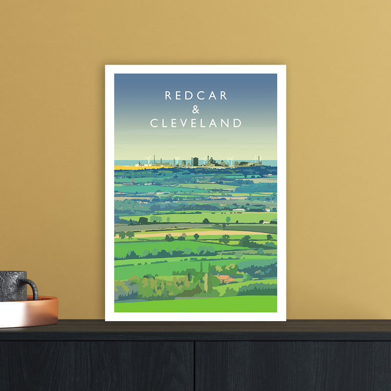 Redcar & Cleveland Travel Art Print by Richard O'Neill A3 Black Frame
