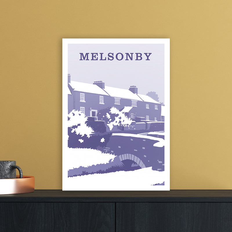 Melsonby (Snow) Portrait Travel Art Print by Richard O'Neill A3 Black Frame