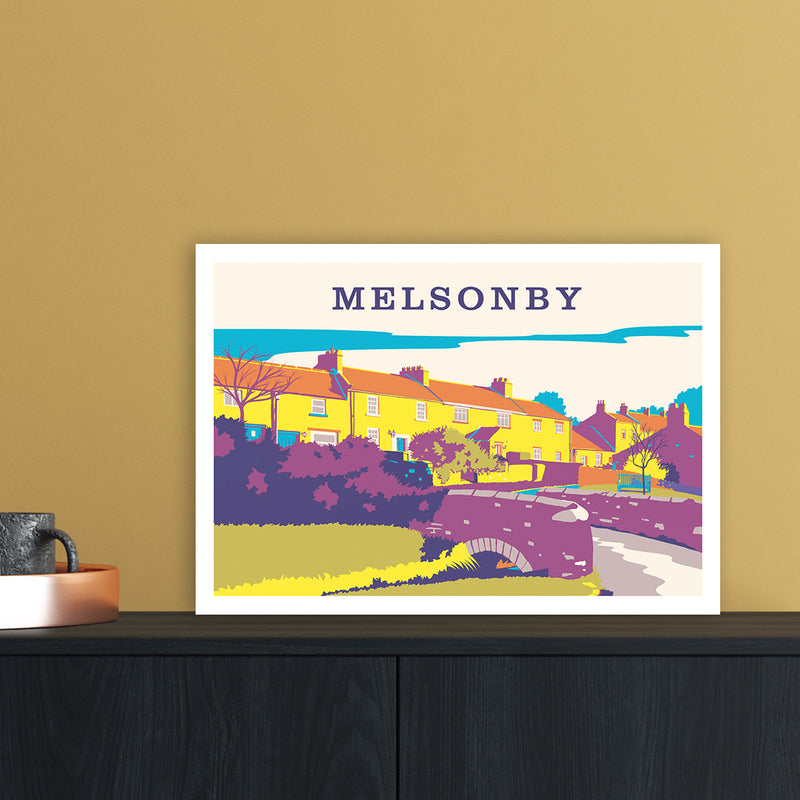 Melsonby Travel Art Print by Richard O'Neill A3 Black Frame