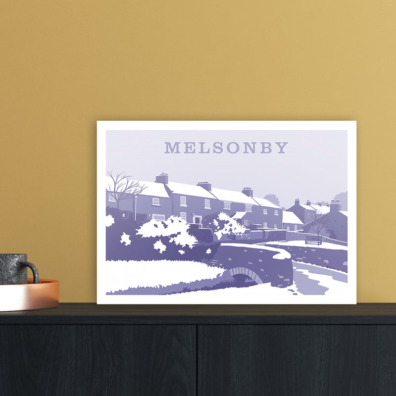 Melsonby (Snow) Travel Art Print by Richard O'Neill A3 Black Frame