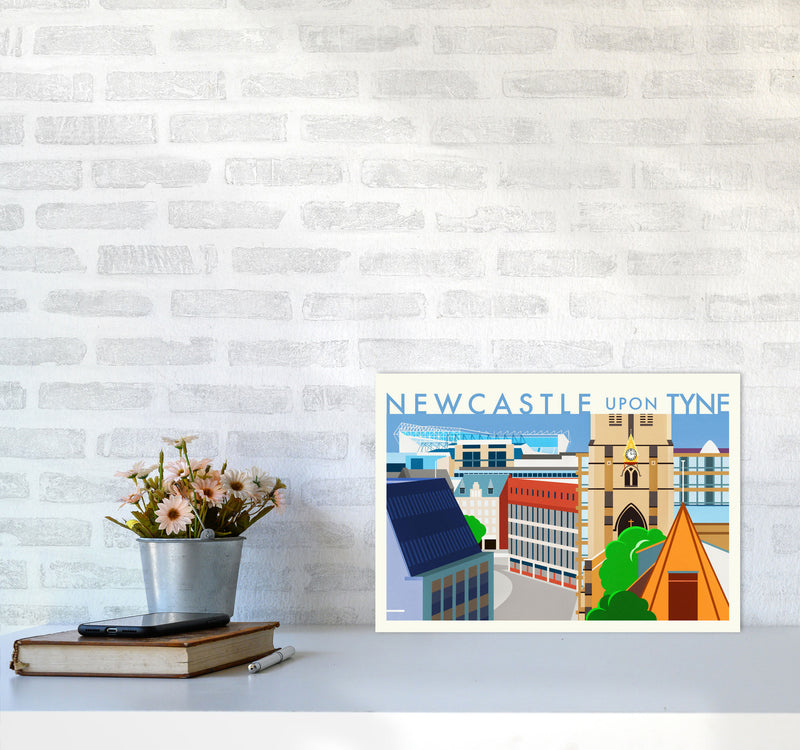 Newcastle upon Tyne 2 (Day) landscape Travel Art Print by Richard O'Neill A3 Black Frame