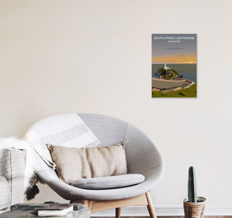 South Stack Lighthouse Anglesey Framed Digital Art Print by Richard O'Neill A3 Black Frame