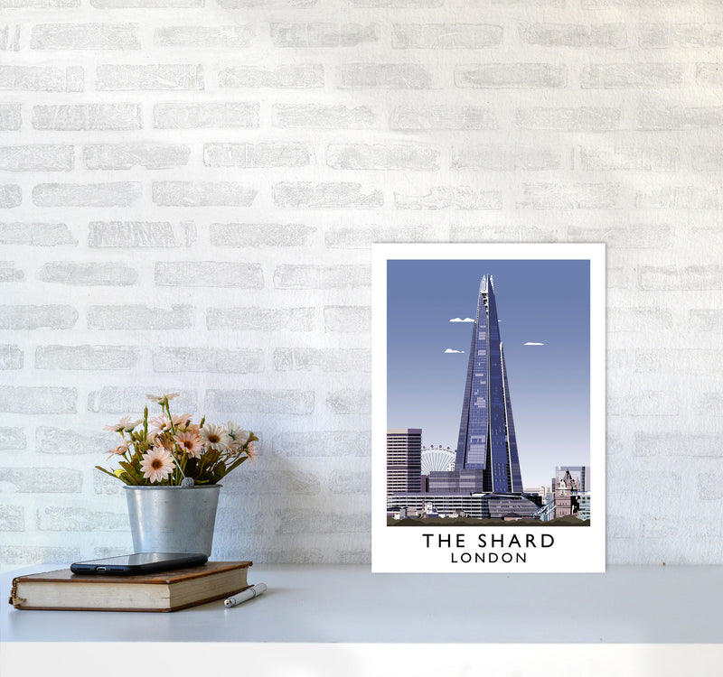 The Shard London Vintage Travel Art Poster by Richard O'Neill, Framed Wall Art Print, Cityscape, Landscape Art Gifts A3 Black Frame