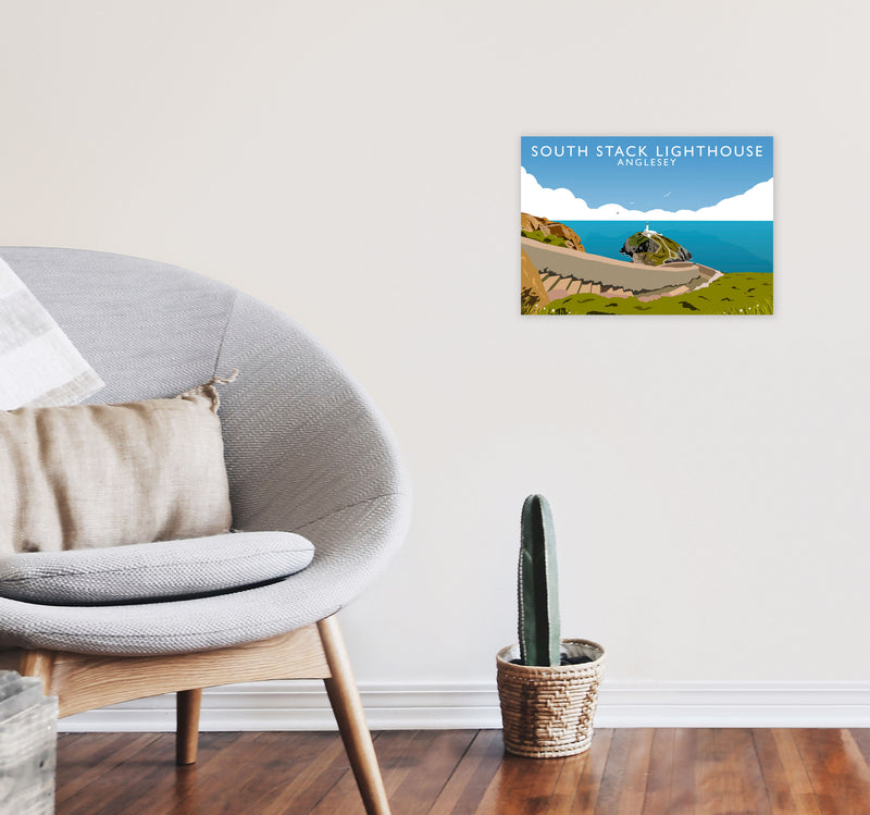 South Stack Lighthouse Anglesey Art Print by Richard O'Neill A3 Black Frame