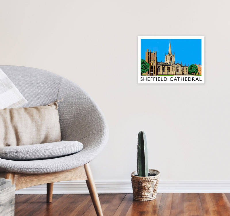 Sheffield Cathedral by Richard O'Neill Yorkshire Art Print, Travel Poster A3 Black Frame
