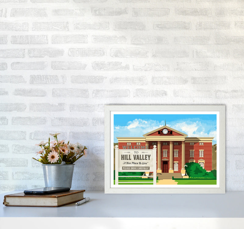 Hill Valley 1955 Revised Art Print by Richard O'Neill A3 Oak Frame