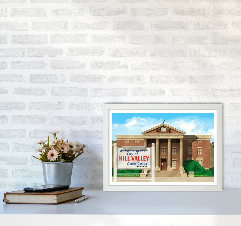 Hill Valley 1985 Revised Art Print by Richard O'Neill A3 Oak Frame