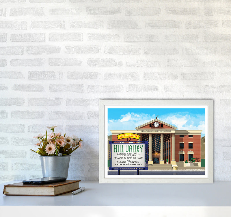 Hill Valley 2015 Revised Art Print by Richard O'Neill A3 Oak Frame