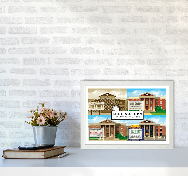 Hill Valley - A Nice Place To Live Art Print by Richard O'Neill A3 Oak Frame