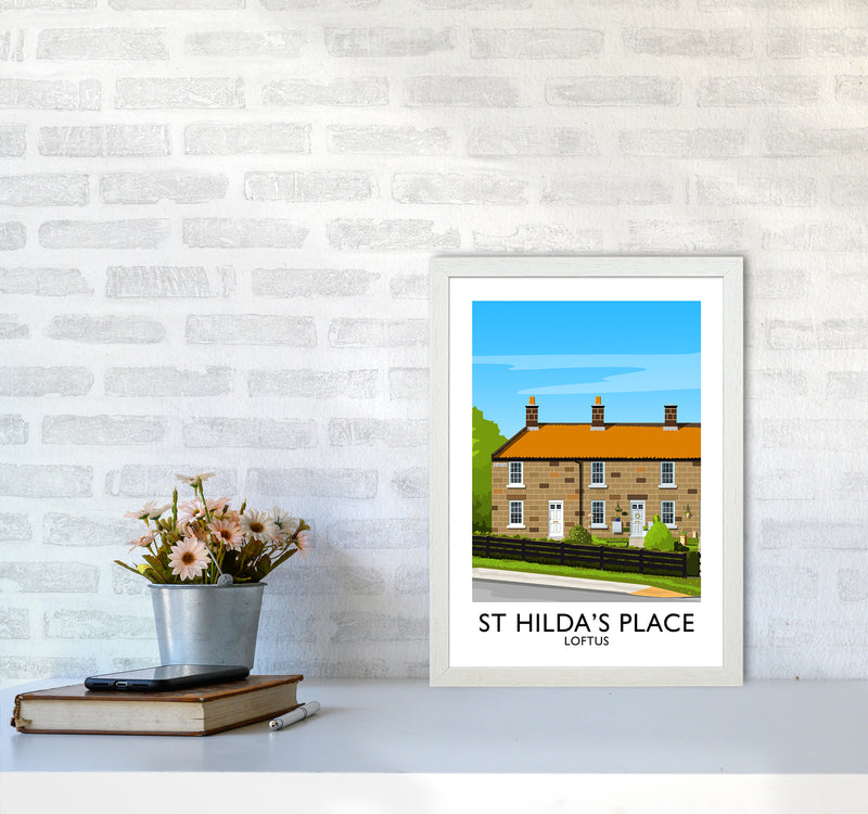 St Hilda's Place Portrait Art Print by Richard O'Neill A3 Oak Frame
