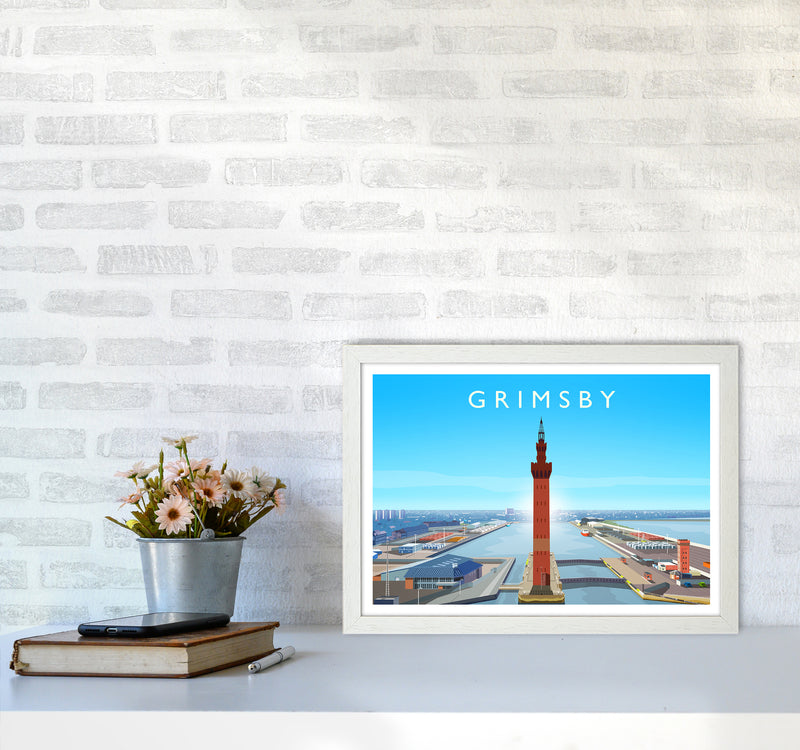 Grimsby Art Print by Richard O'Neill A3 Oak Frame