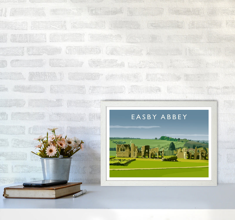 Easby Abbey Art Print by Richard O'Neill A3 Oak Frame