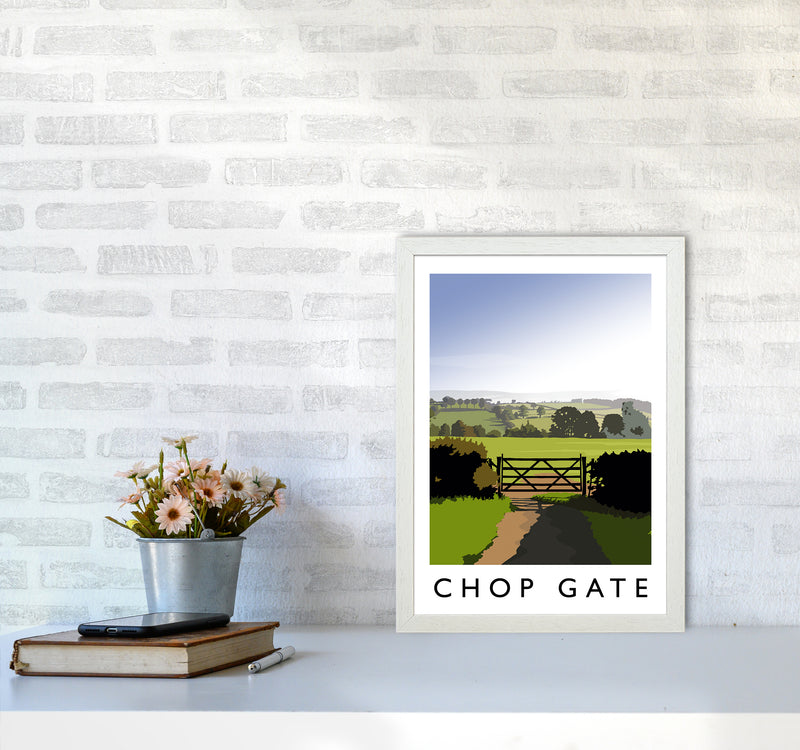 Chop Gate portrait Travel Art Print by Richard O'Neill A3 Oak Frame
