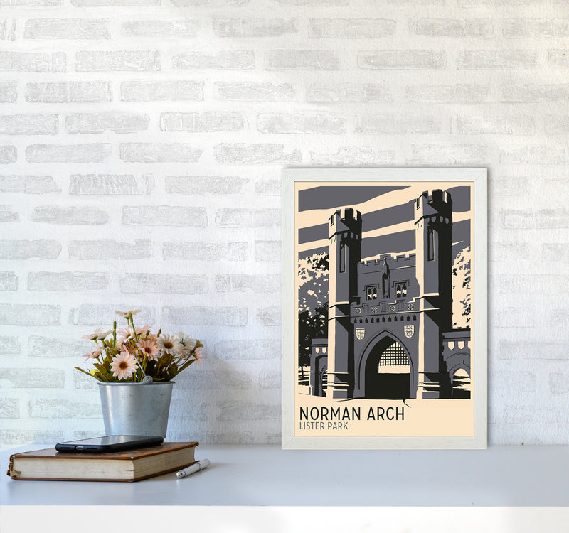 Norman Arch, Lister Park Travel Art Print by Richard O'Neill A3 Oak Frame