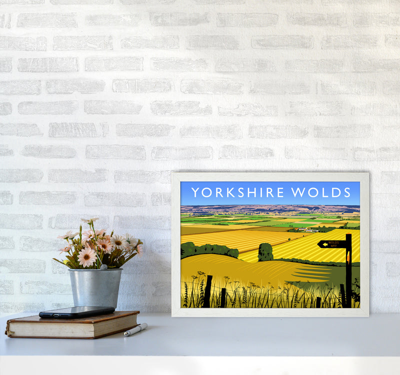 Yorkshire Wolds Travel Art Print by Richard O'Neill A3 Oak Frame