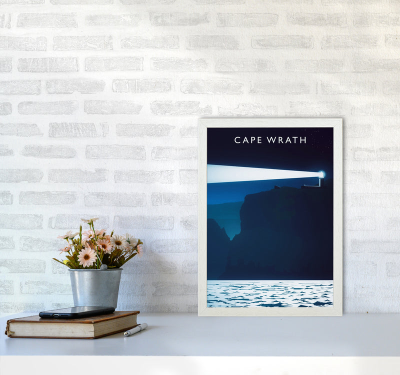 Cape Wrath portrait Travel Art Print by Richard O'Neill A3 Oak Frame