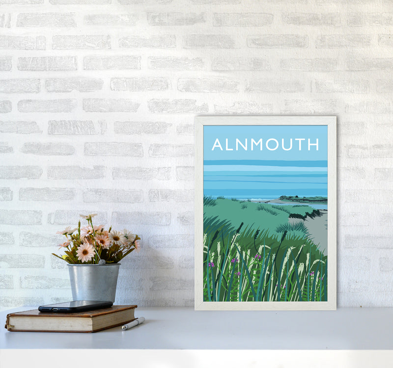 Alnmouth portrait Travel Art Print by Richard O'Neill A3 Oak Frame