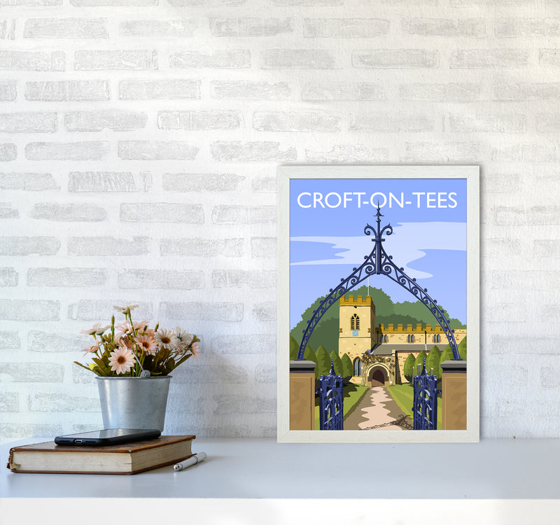 Croft-on-Tees Travel Art Print by Richard O'Neill A3 Oak Frame