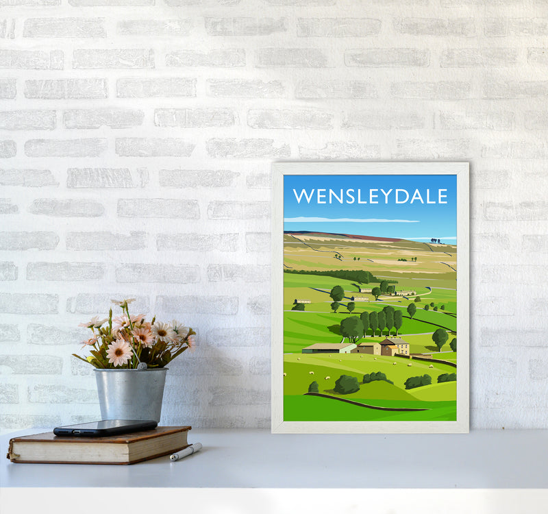 Wensleydale 3 portrait Travel Art Print by Richard O'Neill A3 Oak Frame