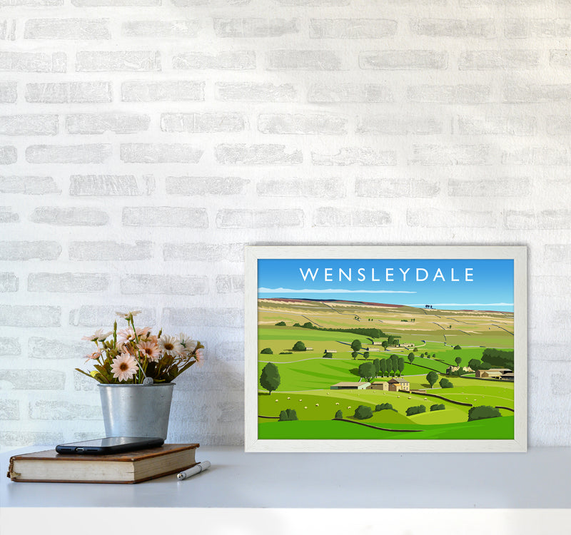 Wensleydale 3 Travel Art Print by Richard O'Neill A3 Oak Frame